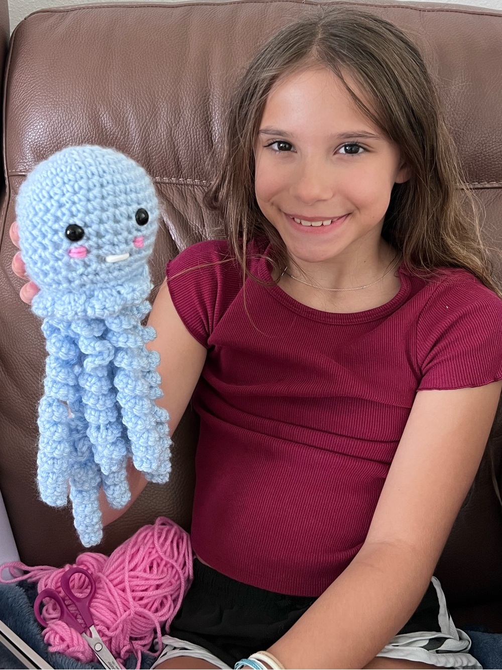 Handmade by Aubrey Light Blue Crochet Jellyfish Plush Toy - Kids Toy